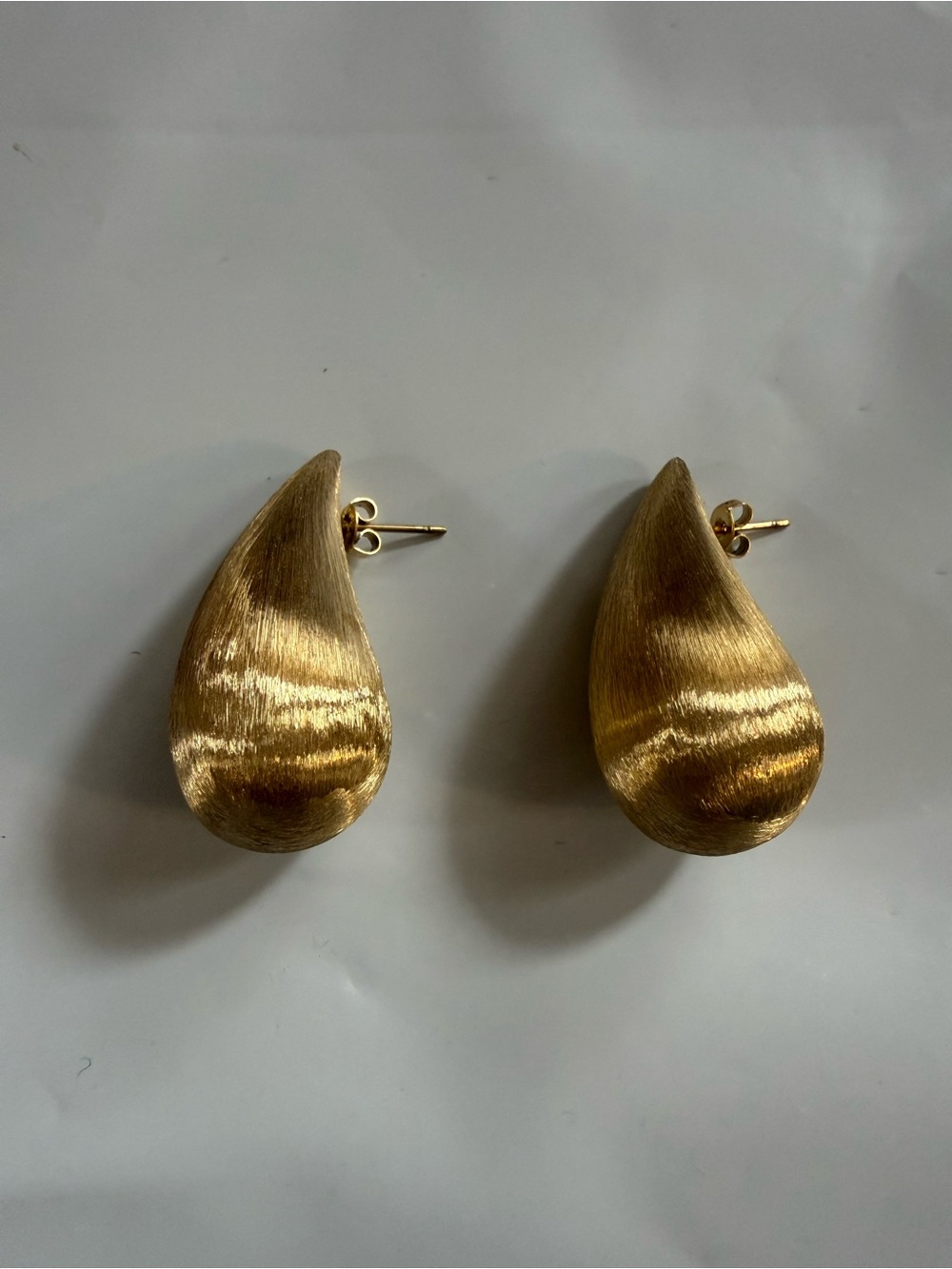 Brushed Gold Teardrop Stud Earrings - Women Jewelry